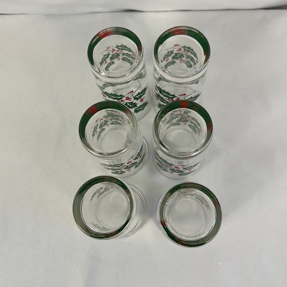 VINTAGE Bartlett Collins/Tumblers Set Of 6 Holly  Glasses - Picture 5 of 16